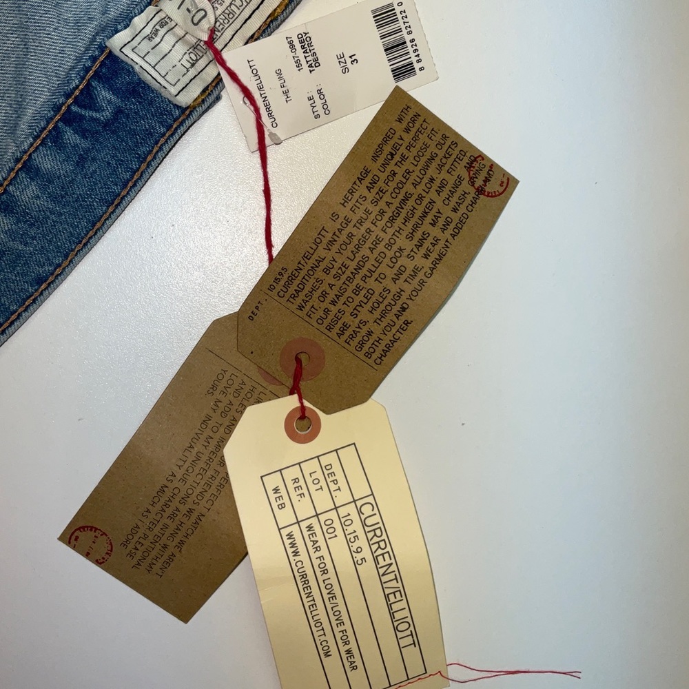 NWT Women’s‎ Current / Elliott The Fling Slim Boyfriend Blue Jeans 31” x 27” - Picture 6 of 7